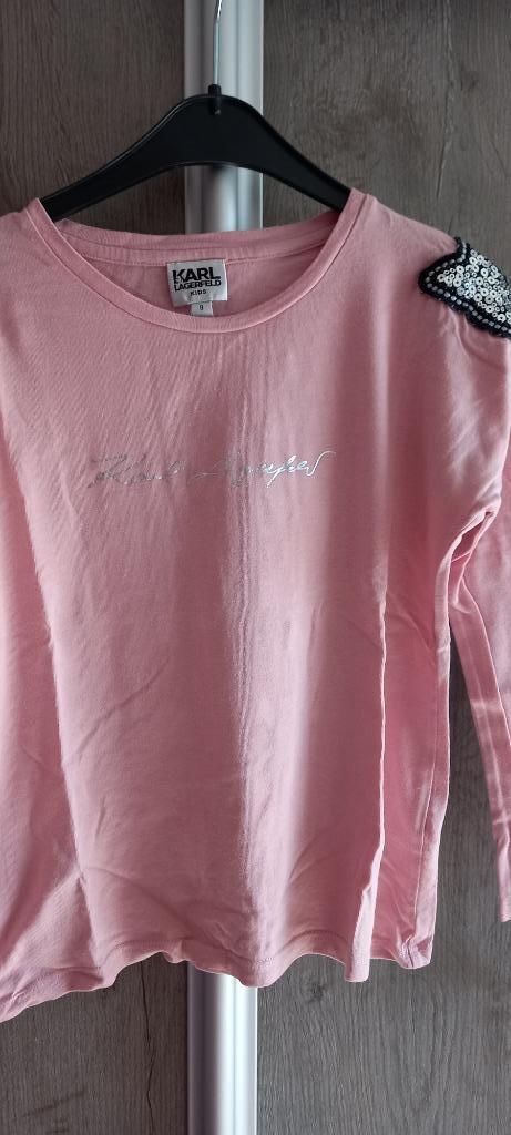 roze longsleeve Karl Lagerfeld maat 128, Kinderen en Baby's, Kinderkleding | Maat 128, Zo goed als nieuw, Meisje, Shirt of Longsleeve