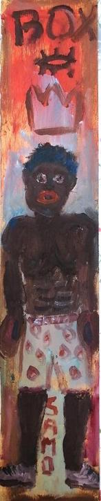 J.M.Basquiat ' Samo ' olieverf op hout 9,5 x 47,5 cm, Antiek en Kunst, Verzenden