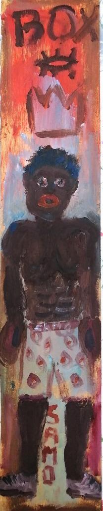 J.M.Basquiat ' Samo ' olieverf op hout 9,5 x 47,5 cm, Antiek en Kunst, Kunst | Schilderijen | Modern, Verzenden