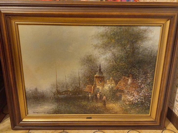 Gesigneerd schilderij van Gerrit (Gerard) Nijland, Antiek en Kunst, Kunst | Schilderijen | Klassiek, Ophalen