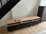 Bestå tv-meubel eiken basis, zwarte ladefronten, Ophalen, 150 tot 200 cm, Zo goed als nieuw, Minder dan 100 cm