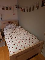 1persoonsbed (licht houtkleur)incl lattenbodem - goede staat, 90 cm, Une personne, Brun, Enlèvement