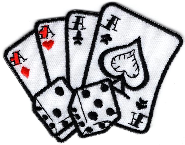 Kaarten Dobbelsteen stoffen opstrijk patch embleem, Verzamelen, Kleding en Patronen, Nieuw, Overige typen, Verzenden