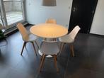 Eettafel en 4 stoelen, Huis en Inrichting, Tafels | Eettafels, Ophalen, Rond, Zo goed als nieuw, Modern