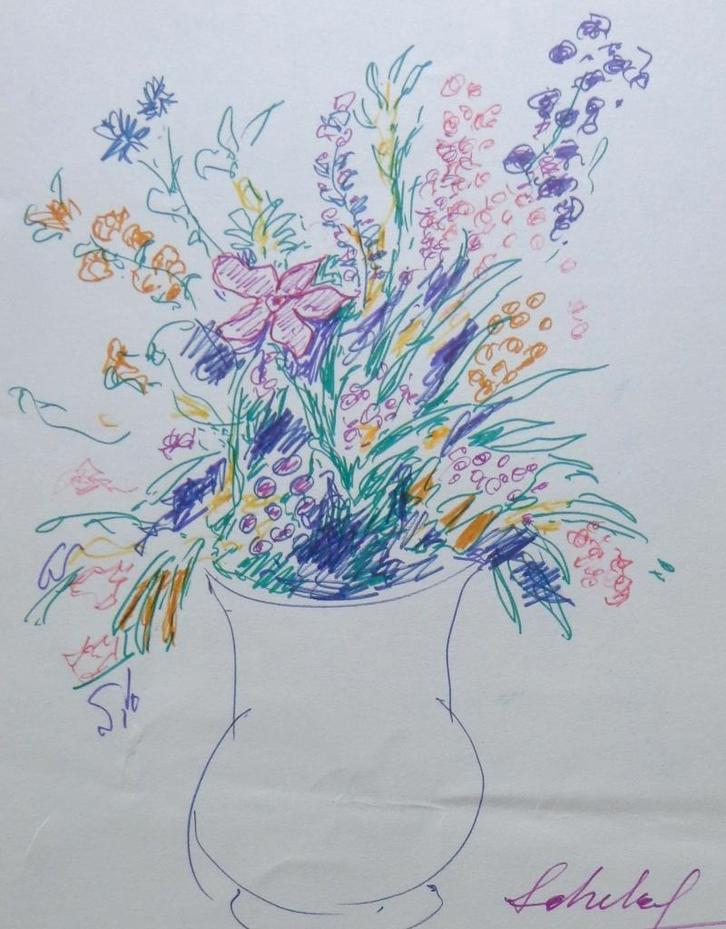 MAURICE SCHELCK / BLOEMENTUIL / ORIGINEEL WERK / 40x30cm SIG, Antiek en Kunst, Kunst | Schilderijen | Modern, Ophalen of Verzenden