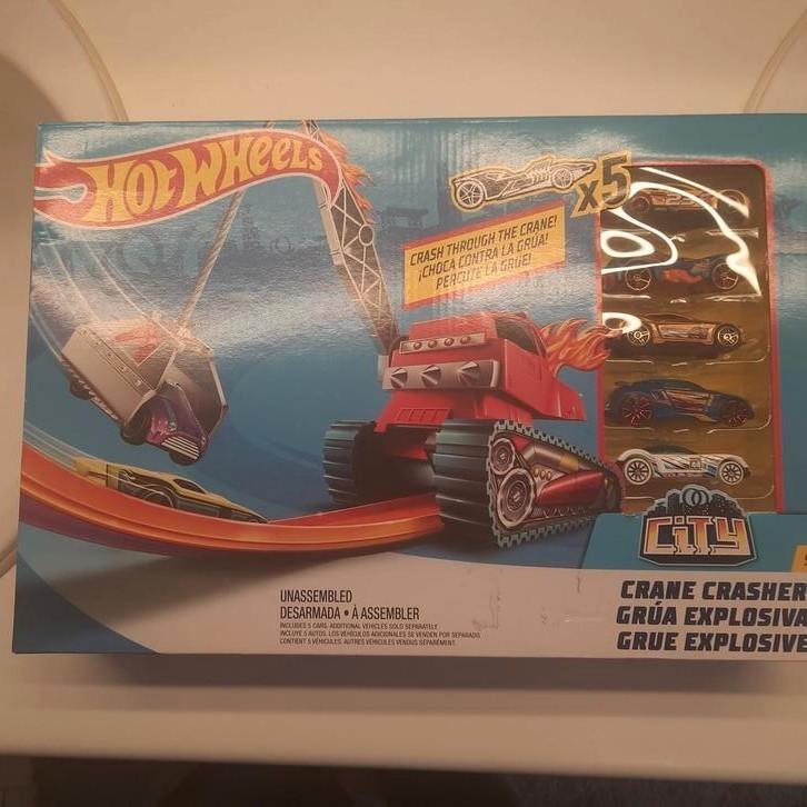 HOTWHEELS NEW:CRANE CRASHER met 5 AUTO´s*SEALED*MIB*, Kinderen en Baby's, Speelgoed | Racebanen, Nieuw, Racebaan, Handmatig, Hot Wheels