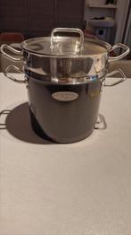 Zwarte pastapot met glazen deksel en vergiet van Boretti, Huis en Inrichting, Inox, Gebruikt, Keramische plaat, Ophalen