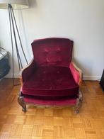 Vintage stoel met rode velours bekleding, Antiek en Kunst, Curiosa en Brocante, Ophalen