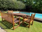 Teak tuinset - tafel, stoelen, banken, Tuin en Terras, Tuinsets en Loungesets, Ophalen, Bank, Teakhout, Tuinset