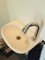 Beige toilet lavabo met kraan, Ophalen, Gebruikt, Chroom, Kraan