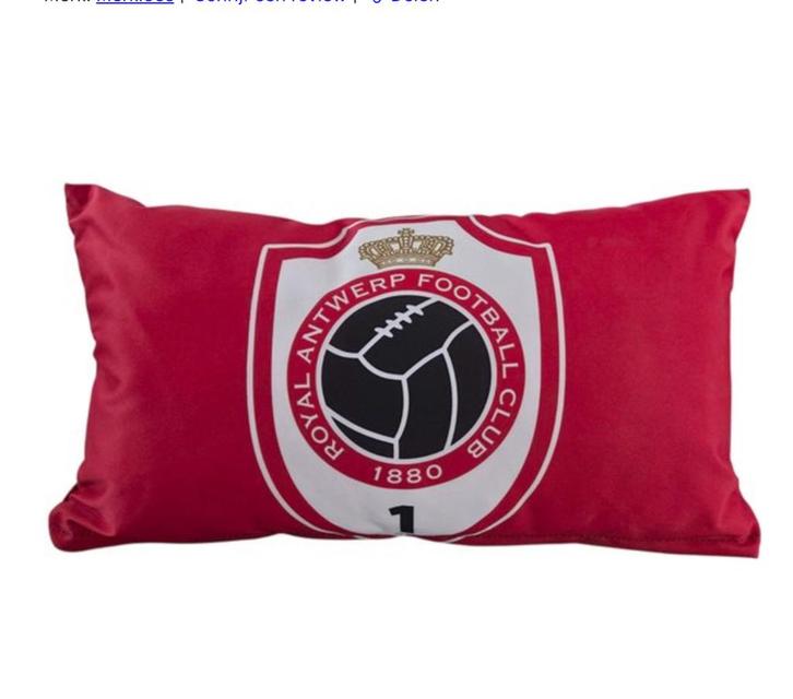 Fan kussen FC Antwerp | 50 x 30 cm | Sierkussen, Huis en Inrichting, Woonaccessoires | Kussens, Nieuw, Rood, Rechthoekig, Ophalen of Verzenden