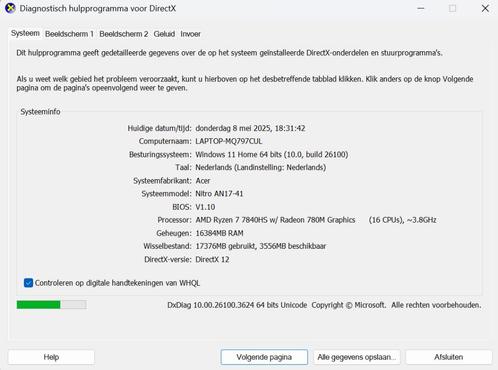 Acer Nitro 5 AN17-41-R7VF  + lader, perfect voor school, Computers en Software, Windows Laptops, Nieuw, 17 inch of meer, SSD, Azerty