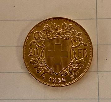 20 Fr HELVETIA 1935 Goud 21,6 kt beschikbaar voor biedingen