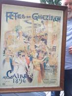 KADER MET OUDE AFFICHE  "FETES DE GHEZIREH", Hobby en Vrije tijd, Gebruikt, Historie, Ophalen