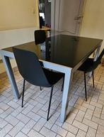 Eettafel met glazen blad, Huis en Inrichting, Ophalen, Zo goed als nieuw