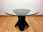 Vintage Ronde zwart gelakte Rotan Tafel - 1980s, Antiek en Kunst, Ophalen