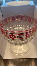 4 x vintage dessertkommetjes rood bloemmotief met goud, Enlèvement