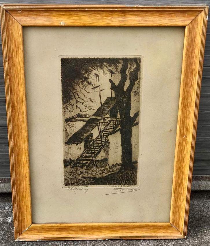 Eau forte épreuve d artiste signe pol craps, Antiquités & Art, Art | Eaux-fortes & Gravures, Enlèvement ou Envoi