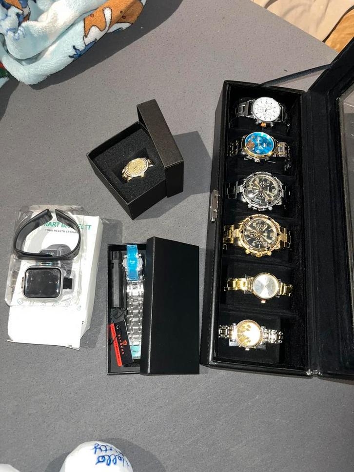 Horloge lot 9 stuks, Handtassen en Accessoires, Horloges | Heren, Zo goed als nieuw, Polshorloge, Overige merken, Overige materialen