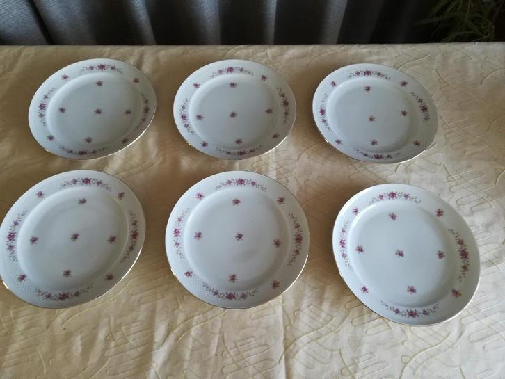 6 grote borden met gouden rand Eschenbach Roswitha, Antiek en Kunst, Antiek | Servies los, Ophalen of Verzenden