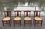 4 antieke Tricoire patina stoelen met rieten zitting, Antiek en Kunst, Ophalen