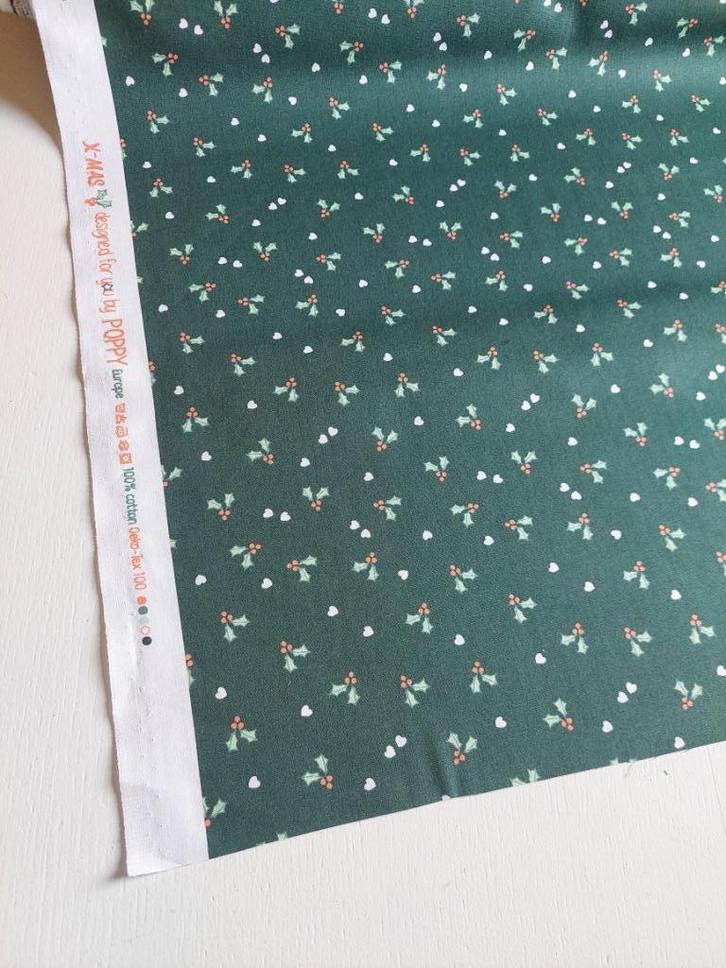 6091) 1 mètre coton houx de Noël vert, Hobby & Loisirs créatifs, Tissus & Chiffons, Neuf, Coton, 120 cm ou plus, 30 à 200 cm, Vert