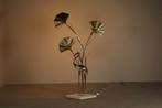 Large brass flamingo floor lamp with Ginkgo leaves, 1970s, Enlèvement, Utilisé