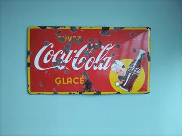 Coca cola originele staat mooi patina emaille  beschikbaar voor biedingen
