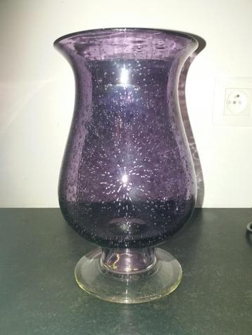 windlicht glas, paars, in gedruppeld glas beschikbaar voor biedingen