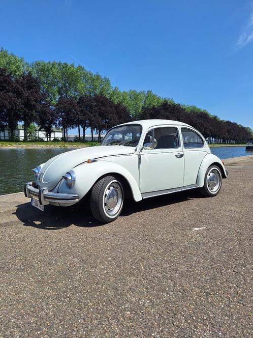 Volkswagen Kever, Auto's, Oldtimers, Particulier, Volkswagen, Benzine, Stadsauto, 3 deurs, Handgeschakeld, Beige, Blauw, Kunstmatig leder