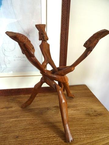 Afrika: 3 potige staander, houder. Hout, handcarved beschikbaar voor biedingen