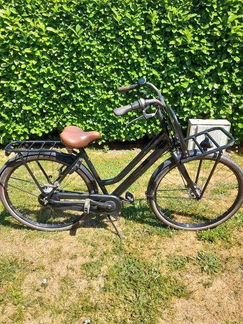 Stadsfiets vrouwen met zitje en fietsbak, Fietsen en Brommers, Fietsen | Dames | Omafietsen, Gebruikt, Versnellingen, Ophalen