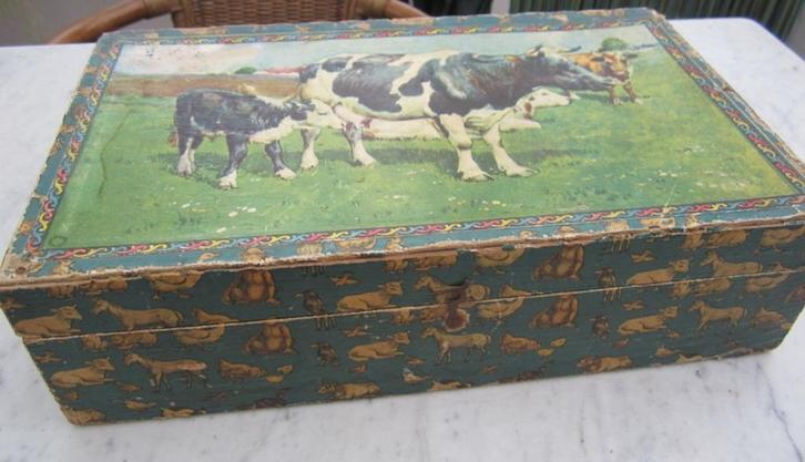 Antieke blokpuzzel met GELUID! UNIEK, koe koeien, Antiek en Kunst, Antiek | Overige Antiek, Verzenden