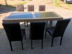 Eettafel +6 stoelen, Huis en Inrichting, Ophalen, 50 tot 100 cm, Zo goed als nieuw, Vijf personen of meer