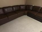 Donkerbruine hoekzetel, Huis en Inrichting, Ophalen, Gebruikt, Leer