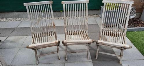 3 Tuinstoelen teak. Opvouwbaar., Tuin en Terras, Tuinstoelen, Gebruikt, Teakhout, Inklapbaar, Ophalen