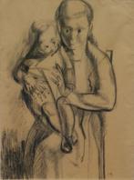 Jos Hendrickx (1906-1971): Moeder en kind (50 x 68 cm), Ophalen of Verzenden