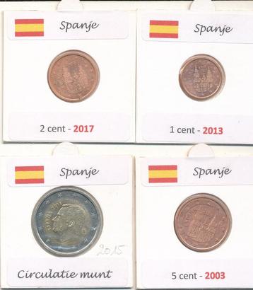 Spanje - 2 €uro -  5 - 2 - 1 cent beschikbaar voor biedingen