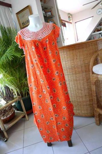 vintage dressing leuk oranje & wit lange jurk, Kleding | Dames, Overige kleuren, Vintage Dressing, Maat 42/44 (L), Ophalen of Verzenden