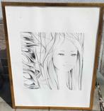 Lithographie femme signe mp bovy, Antiek en Kunst, Ophalen