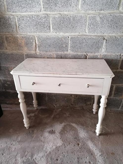 Console ancienne – plateau marbre blanc, Huis en Inrichting, Tafels | Sidetables, Gebruikt, Ophalen