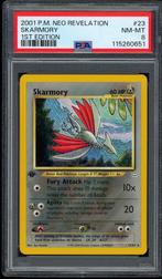 Skarmory 1st Edition PSA 8 - 23/64 - Neo Revelation 2001, Hobby en Vrije tijd, Verzamelkaartspellen | Pokémon, Verzenden, Zo goed als nieuw