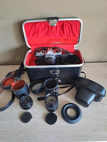 Vintage Spiegelreflexcamera Asahi Pentax K1000 + 3 lenzen beschikbaar voor biedingen
