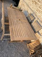 Jati en Kebon Teak set & 2 ligbedden met kussens, Ophalen, Gebruikt, Hardhout, 8 zitplaatsen