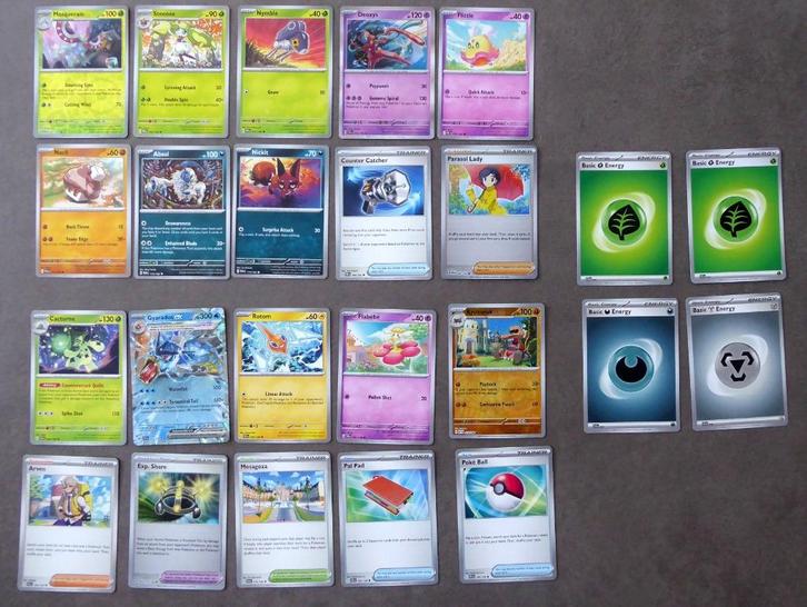Set van 24 Pokémon-kaarten uit 2023 - Zeldzaam, Dubbel Zeldz, Hobby en Vrije tijd, Verzamelkaartspellen | Pokémon, Nieuw, Ophalen of Verzenden