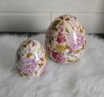 Paasdecoratie : set van 2 grote gebloemde eieren, Enlèvement ou Envoi, Neuf