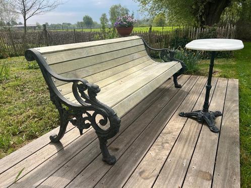 Gietijzeren parkbank / tuinbank - gerenoveerd, Tuin en Terras, Tuinbanken, Zo goed als nieuw, Hout, Ophalen