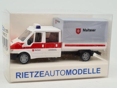 hulpdiensten Malteser - Ford Transit huif - Rietze 1/87, Hobby en Vrije tijd, Modelauto's | 1:87, Zo goed als nieuw, Auto, Rietze