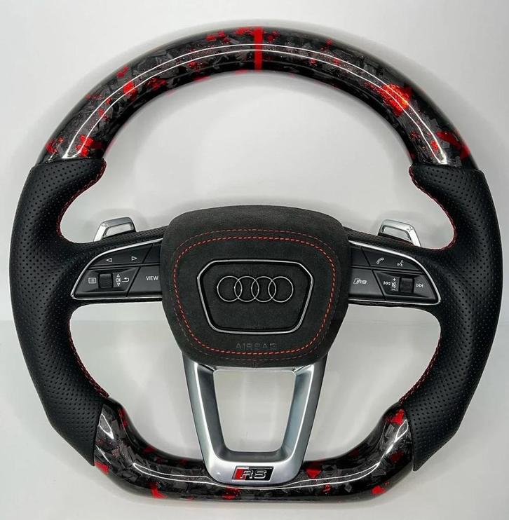 Audi forged stuur compleet S RS rood leer alcantara, Auto-onderdelen, Besturing, Audi, Nieuw, Ophalen of Verzenden