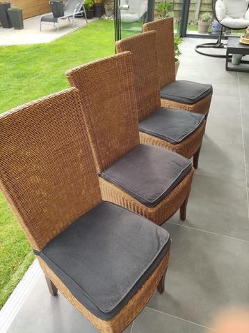 4 chaises en rotin, Brun, Enlèvement, Utilisé, Bois